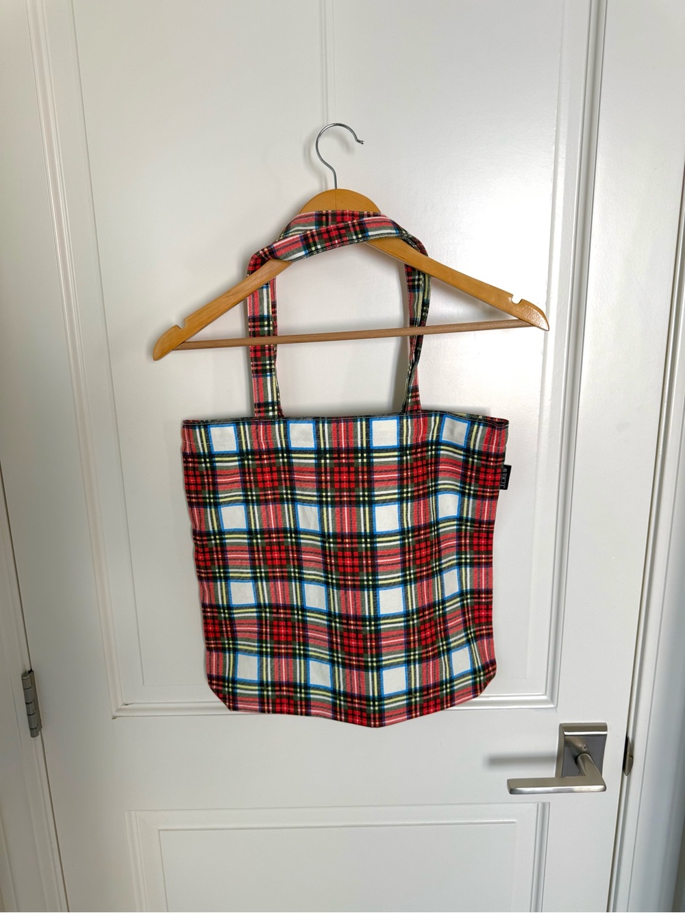 J. Crew Tartan Plaid Tote Bag Cotton Canvas Reusable NEW with Tags